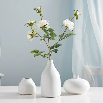 

White Nordic Luxury Fashion Round Ceramique Vase Flower Bedroom Living Room Modern Ornaments Decoracion Salon Home Deco EC50HP