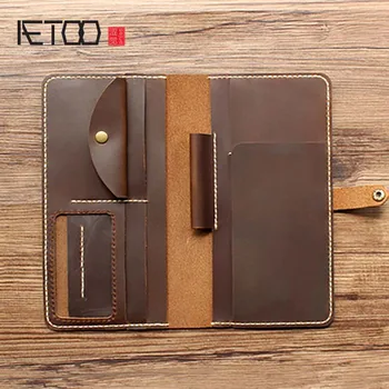 

AETOO Leather multi-functional handmade wallet, large-capacity travel card bag, with buckled wallet