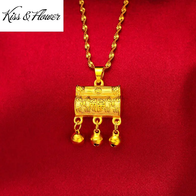 

KISS&FLOWER PD60 Fine Jewelry Wholesale Fashion Woman Girl Birthday Wedding Gift Vintage Lock 24KT Gold Pendant Charm NO CHAIN