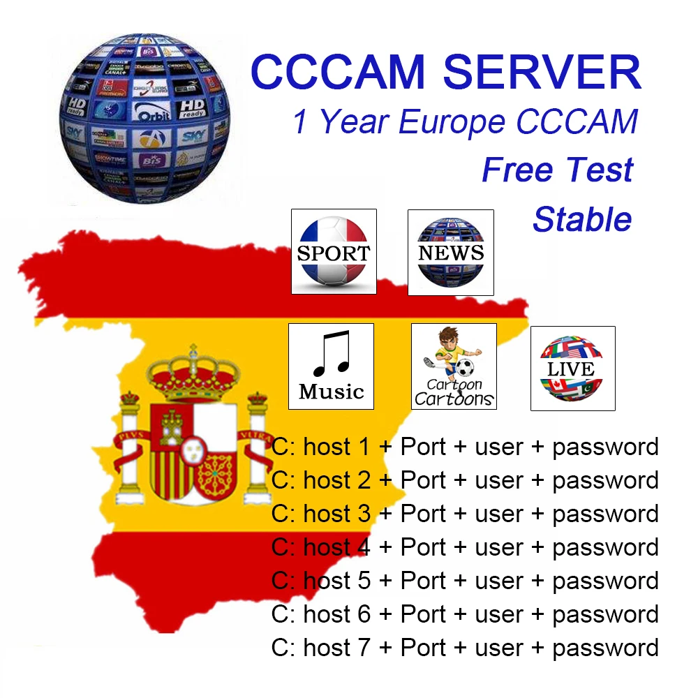 2021 ccam líneas para Europa 5/7 línea DVB-S2 Satélite GTmedia V8 Nova V7S V9 Freesat V7