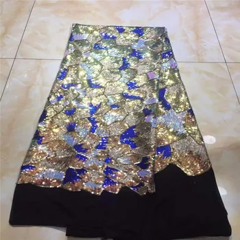 

African lace fabric velvet high quality Green black african French tulle lace fabric with sequins guipure nigerian lace fabrics