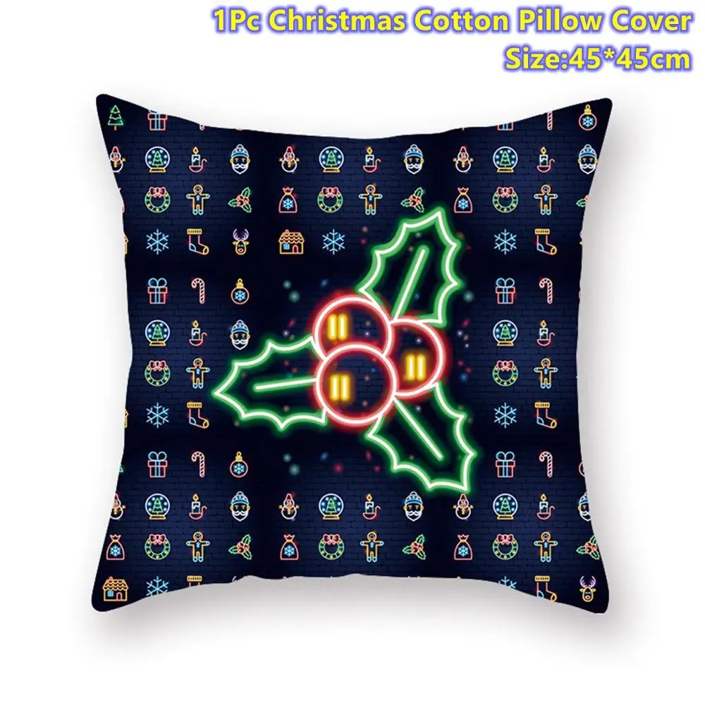 Xmas Pillowcase 6 Taoup неоновая веселая Рождественская наволочка рождественские украшения Рождественское украшение для дома Noel рождественские подарки милый Navidad мультфильм - Цвет: Xmas Pillowcase 6