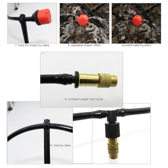 10 M-50 M Kerti Automatikus Öntözőrendszer Időzítővezérlő Diy Fúvóka Állítható Csepegők Öntöző Köd Spray-Hűtőkészlet - Image 4