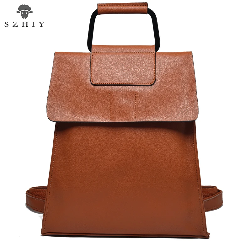 

Ladies Leather Backpack High Quality Simple Travel Bag Large Capacity Student school bag Pure Color Fashion Leather Sac a Dos