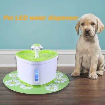 

2L Practical USB Interface LED Pet Automatic Electric Water Dispenser Pets Drinking Machine Flower Shaped Cat Round Cushion