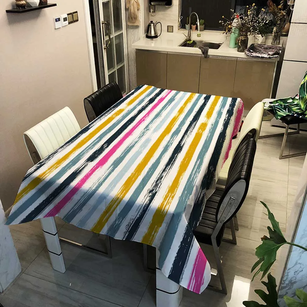 

Nordic Linen Tablecloth Yellow Plaid Striped Printing Multicolor Table cloth Decor Rectangular Tea Table Pad Meal Cloth Cover