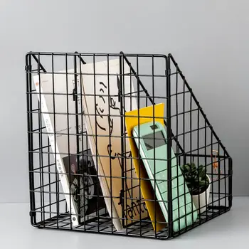 

3 Layer Nordic Iron Grid File Book Storage Shelf Office Desktop Books Rack Decor XXUC