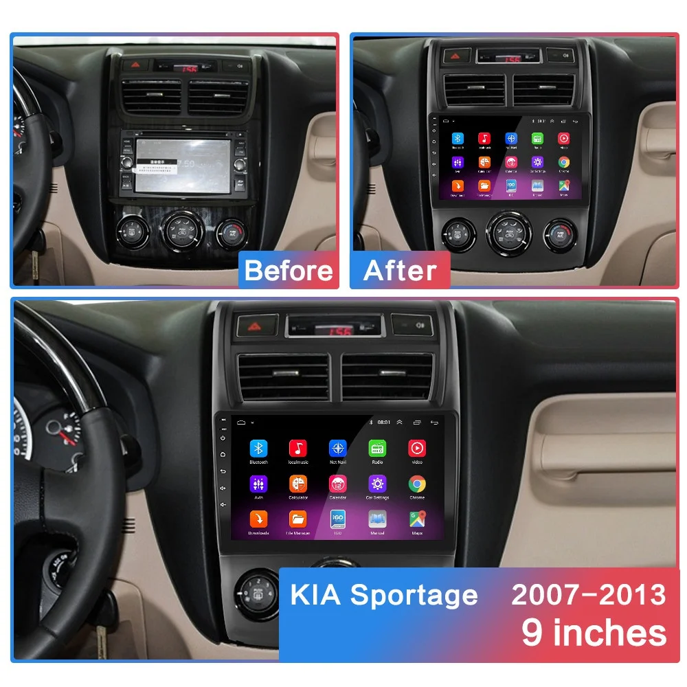 2G+ 32G " 2din Android 8,1 GO автомобильный dvd-плеер для Kia Sportage 2007 2008 2009-2013 автомобильный Радио gps навигация wifi DSP ips плеер
