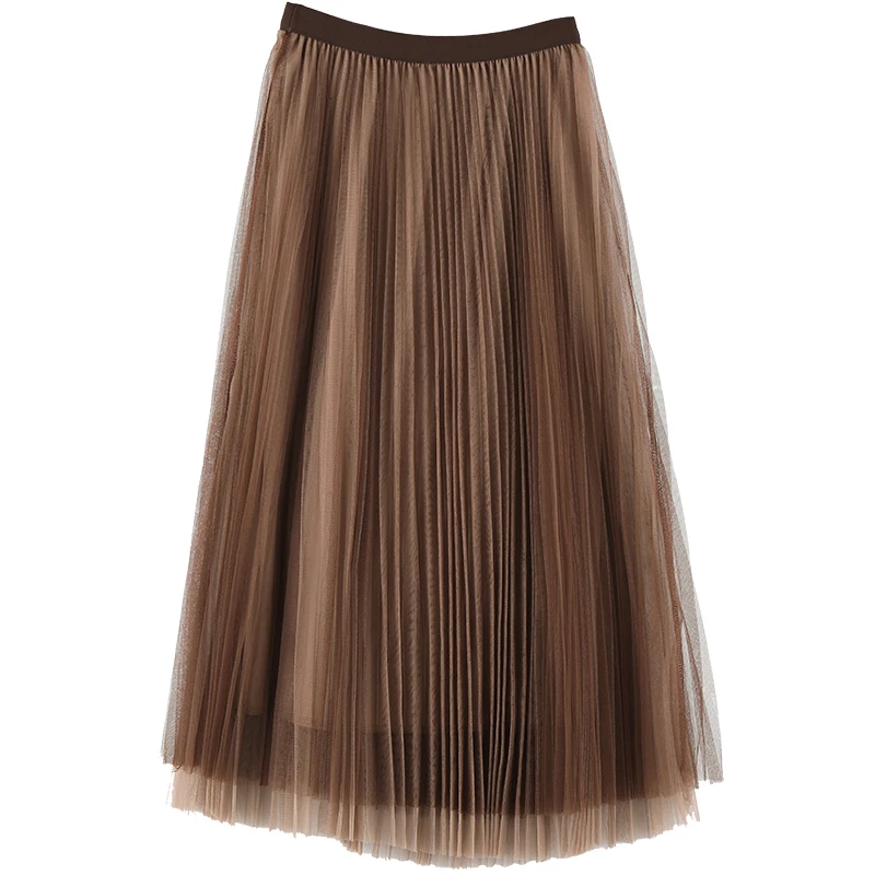 women fashion Double-colored yarn skirt Summer women's tulle skirt Mesh Yarn Loose Long Women Skirt 2019 Standard size new