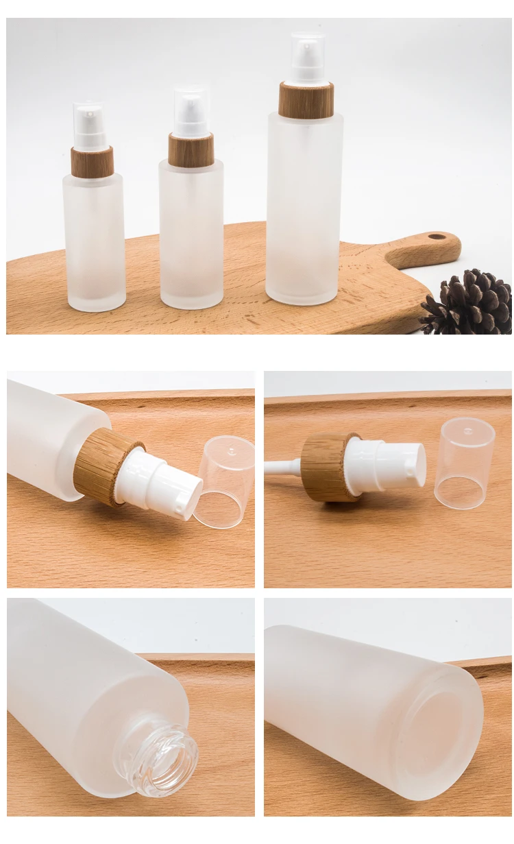 100ml lotion cap 3 шт 30 г 50 г 100 г 15 г многоразового использования матовое прозрачное стекло косметические баночки бамбуковая крышка, пустые крем для лица бальзам для губ бамбуковая Крышка для лосьона бутылка - Цвет: 100ml lotion cap