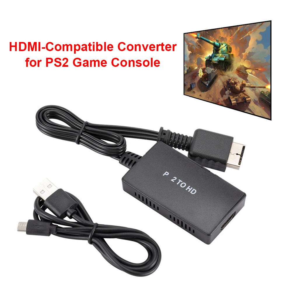 HDMI-Compatible Converter HD Audio Cable Splitter for PS2 Game Console Adapter Accessories with Video Sync Input 70*40*11mm | Электроника
