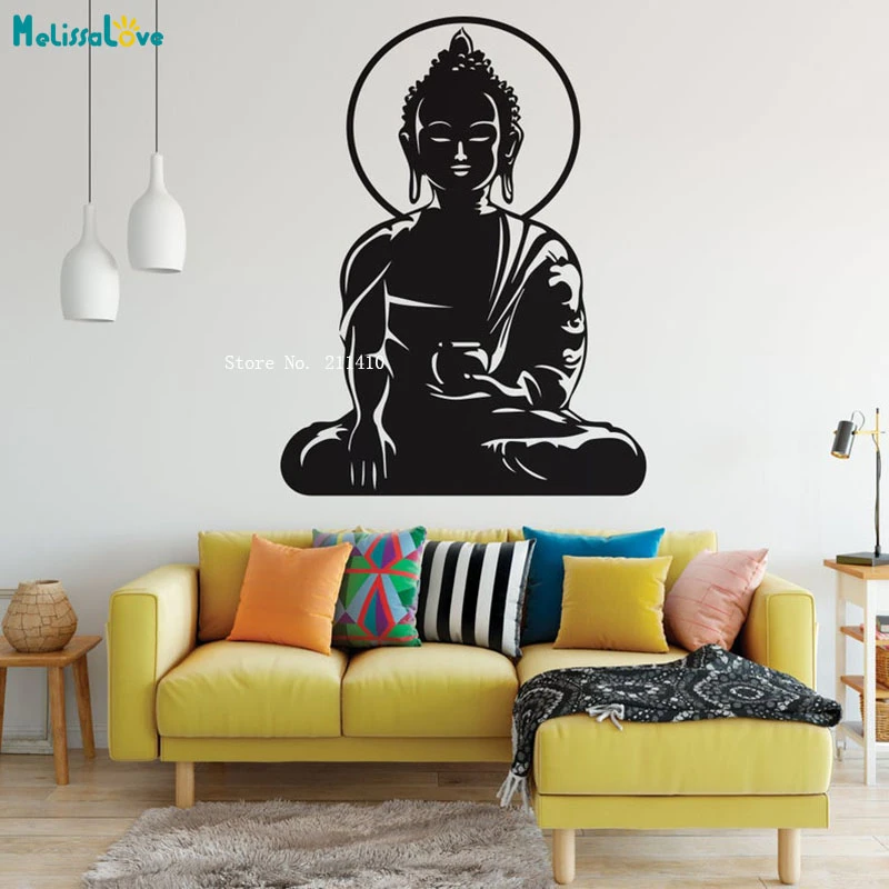 BATTOO Indian Buddha Wall Decal Sticker Black, 12 h x22 w Only Three Things Matter Religious OM Yoga Wall Art Decor Mural Buddha Wall Decal Sticker 