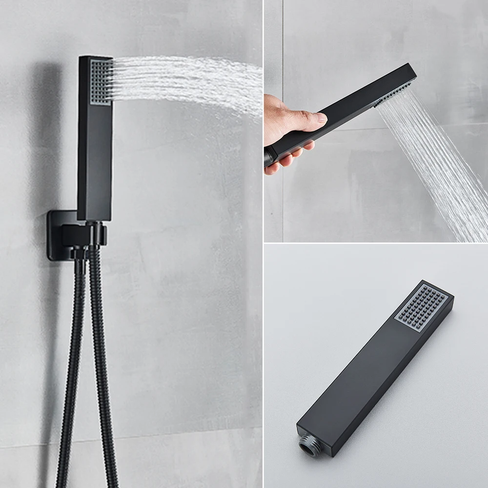 Bathroom Shower Faucet Set Thermostatic Bathtub Shower System Mixer Tap Ceiling Mounted Button Faucet