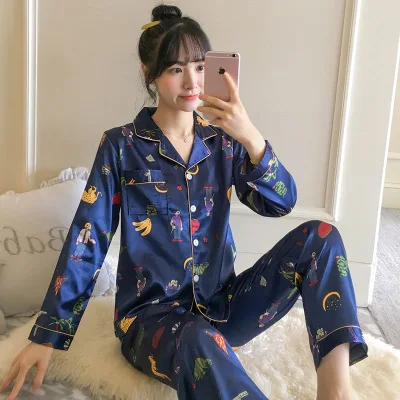Pattern 17 HaloSweet Slik, женская пижама с единорогом, штаны для женщин, пижама для женщин, домашний костюм, Kawaii, Женский комплект из двух предметов, сатин размера плюс - Цвет: Pattern 17