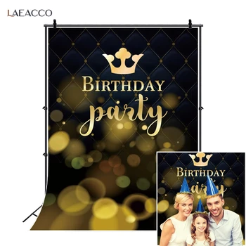 

Birthday Backdrops For Photography Gold Crown Dreamy Polka Dots Customized Poster Banner Photo Background Photocall Photo Studio