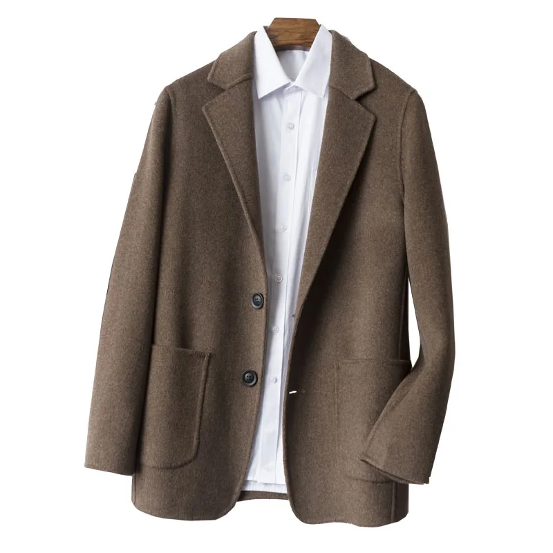 Шерстяное пальто для мужчин одежда зима осень новая мода VNeck обычная мужская одежда