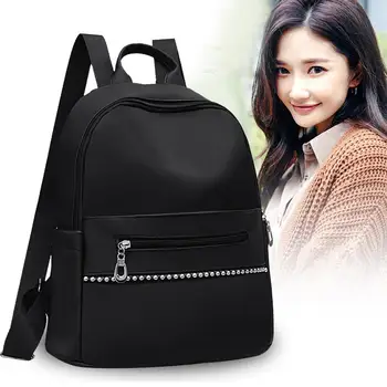 

2020 Oxford Cloth Rivets Large Capacity Women Travel School Pure color zipper new women bag Korean Oxford cloth rivet backpack