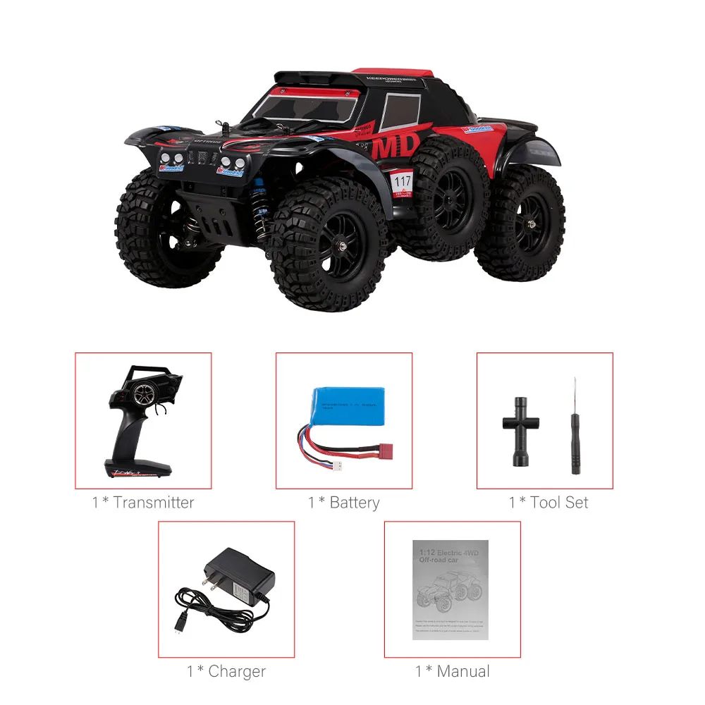 WLtoys 124012 1/12 4WD 2,4G RC гоночный автомобиль Высокая скорость 60 км/ч RC внедорожный автомобиль подарок для мальчика - Цвет: US PLUG