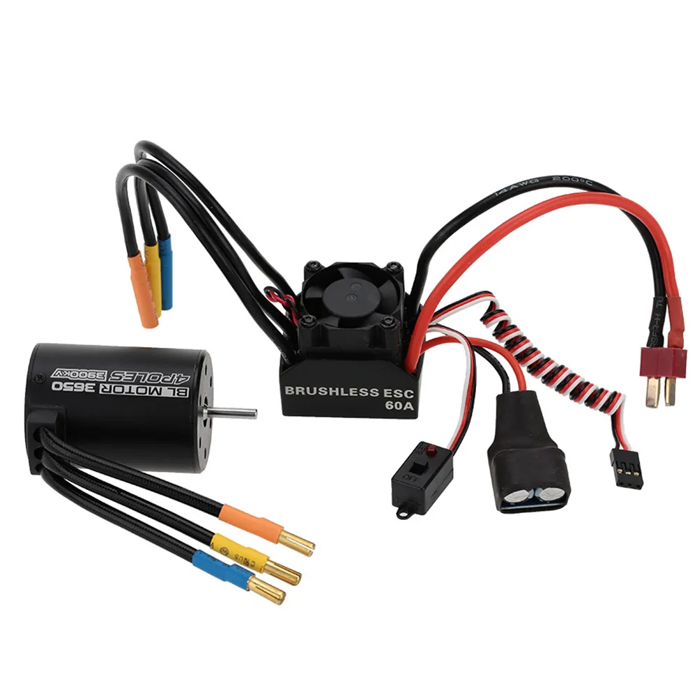 

3650 3900KV Sensorless Brushless Motor & 60A Brushless Electronic Speed Controller ESC with 5.8V Switch Mode BEC for 1/10 RC Car