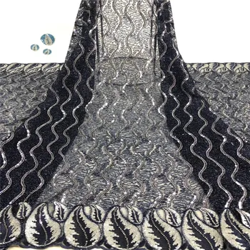

Madison Latest Sequins Lace Fabric African Lace Fabric High Quality Nigerian French Party lace fabric for tulle Sequins lace