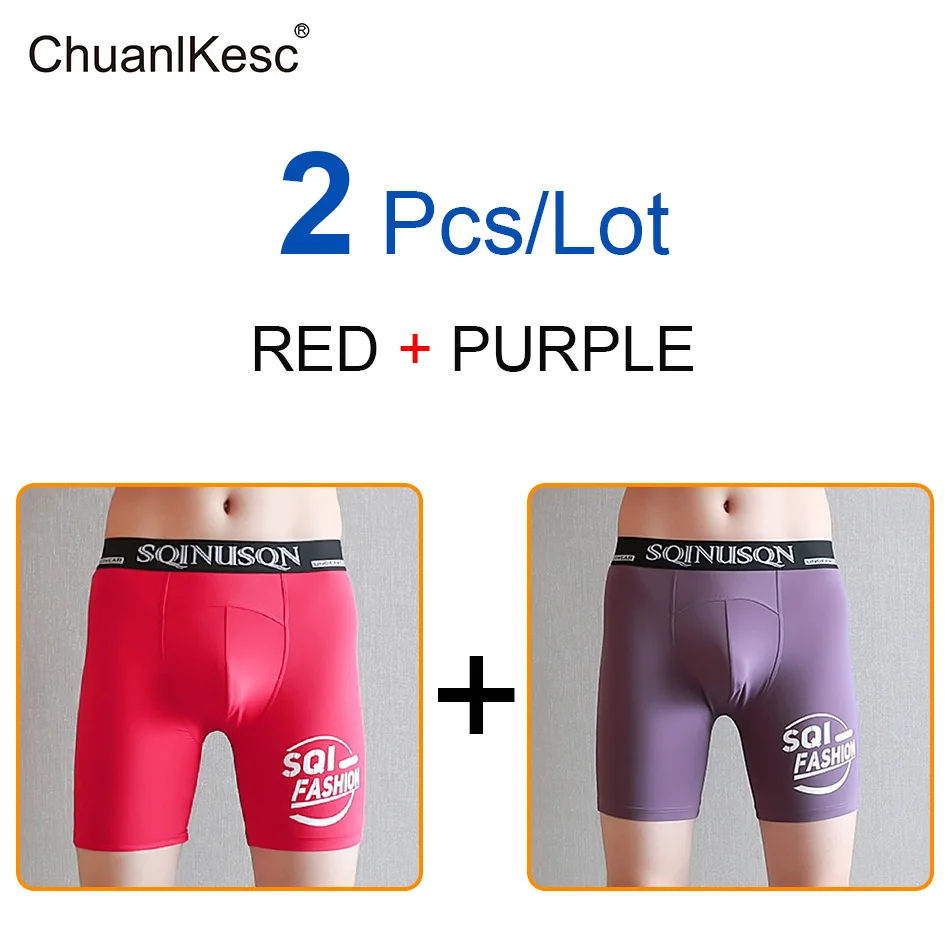 2 Pcs/Lot Viscose Fibre Fabric Long Panties Running Shorts Cold And Refreshing To Prevent Leg Injury Fashionable Underpants