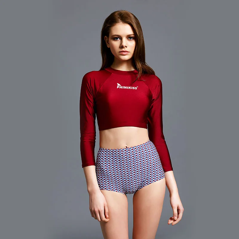 

PHINIKISS Bathing Suit Women's New Style Comfortable Sports Summer Holiday Conservative Boxer Two-piece Swimsuits Two-Piece Set