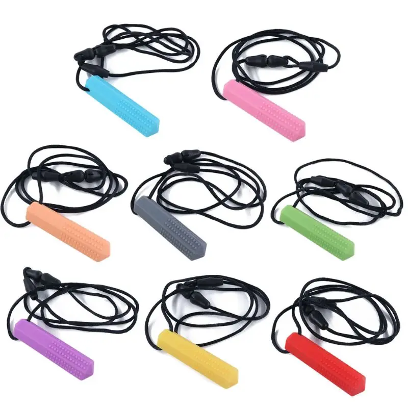 Baby Silicone Teether Kids Chew Necklace Sensory Chewy Pendant Teething Toys for Autism ADHD Special Needs 3