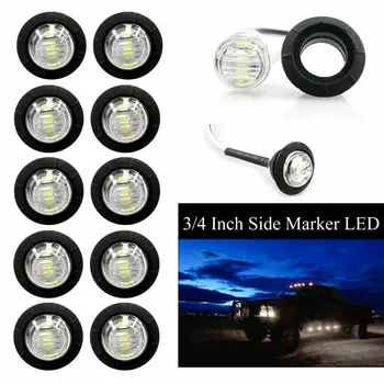 

10 PCS White Car Lights 3LED 3/4 Inch Wide Range Voltage Auto Car Bus Truck External Side Lights Waterproof 12V