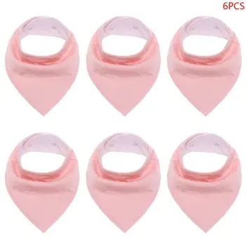 

6 Pcs/set Baby Bibs Burp Cloths Toddlers Pure Color Infant Soft Cotton Waterproof Triangle Saliva Towel