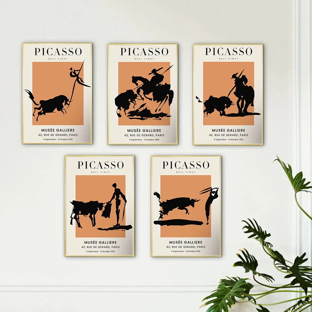 Picasso Exhibition Poster Bullfighting Line Art Print Modern Canvas Painting Museum Decorazione Della Parete Soggiorno Home Picture