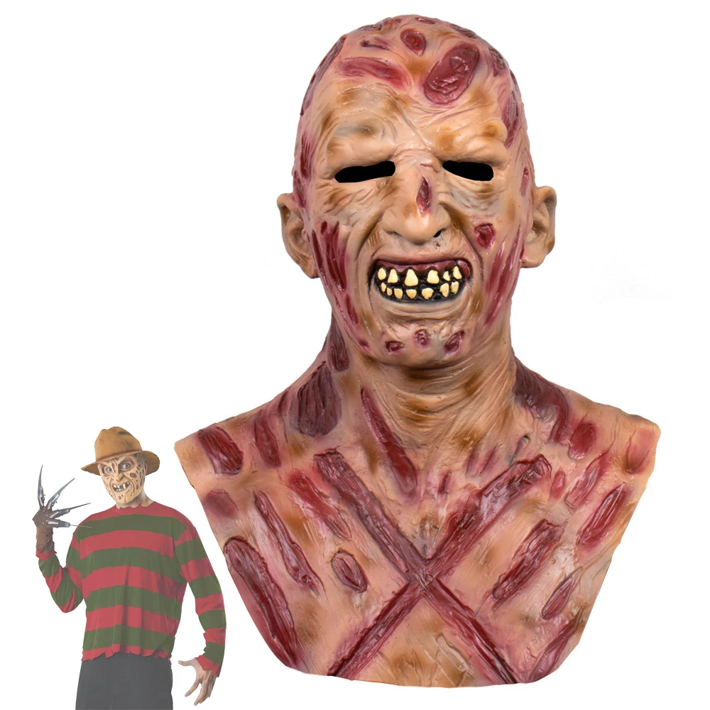 

Freddy Krueger Mask Nightmare on Elm Street Cosplay Masque Prop Greepy Latex Mascarilla Adult Face Tapabocas Halloween Mascaras