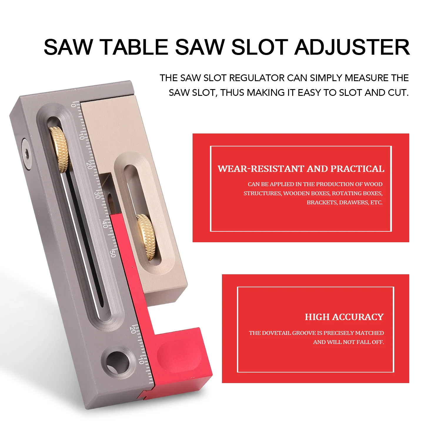 

Hot Movable Woodworking Tools Slot Regulator Measuring Block Length Compensation Table Saw Slot Adjuster Mortise and Tenon Tool