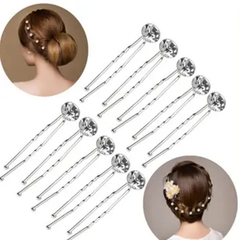 

12Pcs Womens Wedding Hairpins Wavy U-Shaped Hair Clip Imitation Crystal Rhinestone Vintage Bridal Ponytail Hairstyle Barrettes