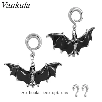 

Vankula 2PCS New Arrival Ear Flesh Tunnels Bat Ear Weights Stainless Steel Hook Ear Piercing Hangers Body Jewelry 4mm 6mm 8mm