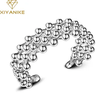 

XIYANIKE 925 Sterling Silver Hot Sale Fashion Grape Beads Opening Bangles&Bracelet For Women Elegant Wedding Jewelry Accessories