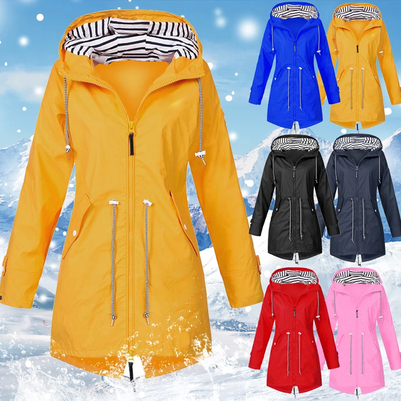 

Women Hooded Long Jacket Windproof Thin Outwear Zipper Hoody Sporting Joggers Windbreaker Outdoors Coats Multi Colors Jackets