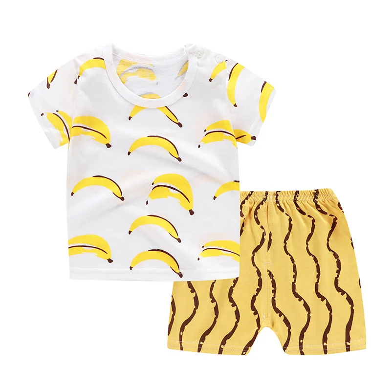 Summer Short Sleeve Suit Baby Boys Girls Clothing Set Cotton Children's Clothes Suit Casual Outerwear T-shirts Two-piece Set