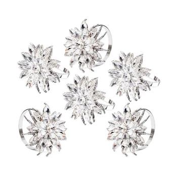 

6 Pcs Napkin Ring,Napkins Round Napkin Buckle Holder Can Be Reused Pattern Lotus Wedding Restaurant Kitchen Decoration