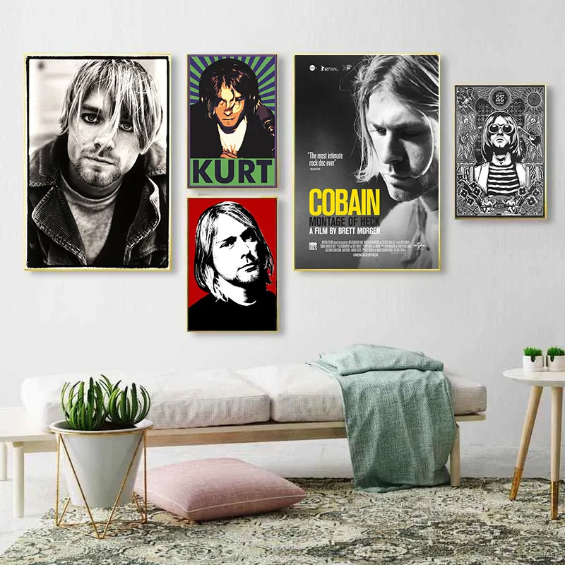 Kurt-Cobain-Rock-Music-Band-Singer-Star-Oil-Painting-Poster-Wall-Art-Home-Print-Modular-Canvas