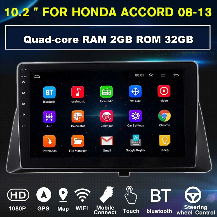 Для Honda Accord 2008-2013 10,1 ''стерео для Android 9,1 четырехъядерный ОЗУ 1 Гб ПЗУ 16 Гб радио gps wifi Зеркало Ссылка