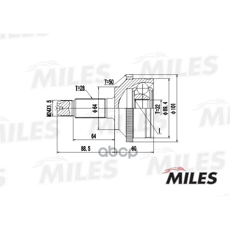 Шрус Honda Accord 1.8-2.0 98-02 Нар.(Abs) Miles Ga20127 Miles арт. GA20127