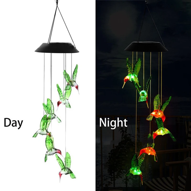 

Solar Light Hanging Wind Bell Night Lights Changing Hanging Lamp For Garden Home Decor With Spinning Hook