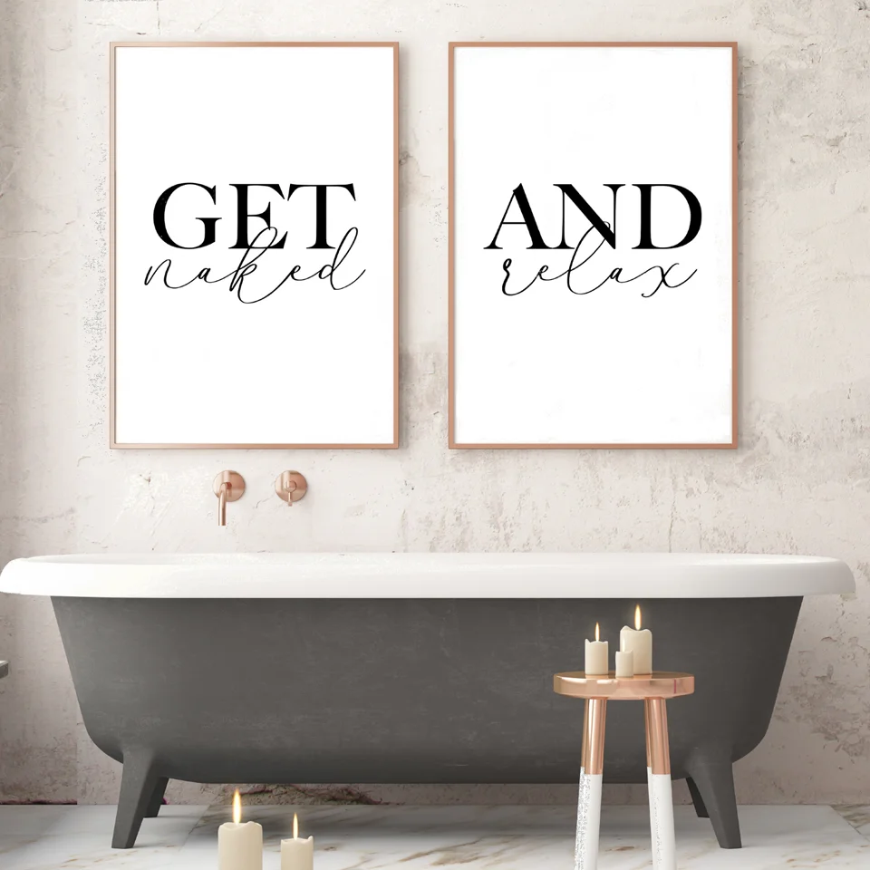 Get Naked and Relax Posters Prints Toilet Life Quote Modular Wall Art Pictures For Bathroom Modern Home Canvas Painting | Дом и сад