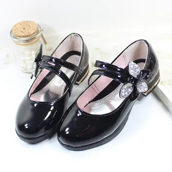 

Autumn Rhinestone Bow Princess Red Shoes Girls Kids Dresses School Leather Shoes Children Party Wedding Shoes 4 5 6 7 8 Year Old