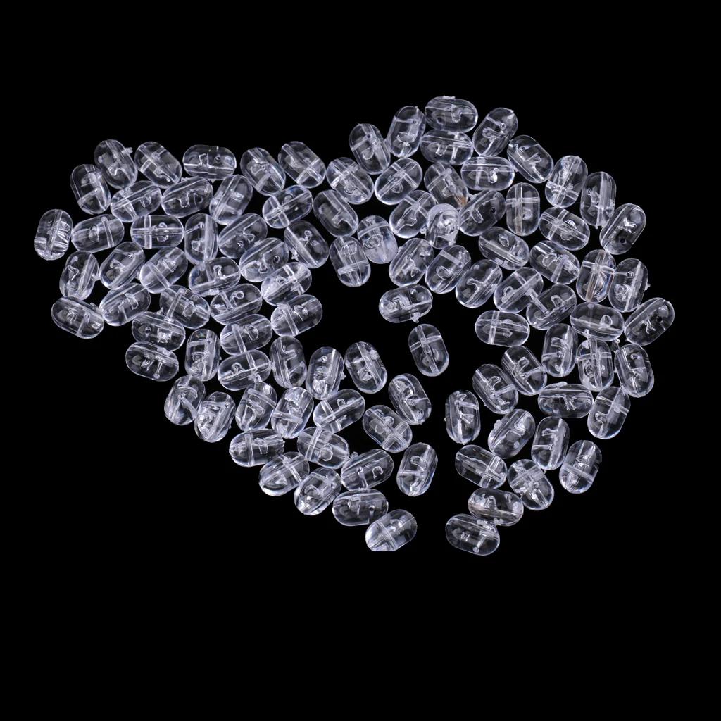 100Pcs/200Pcs Transparent Fishing Beads Plastic Oval 6mm or 8mm Beads Double Pearl Drill Cross Hole Sea Fishing Tackle