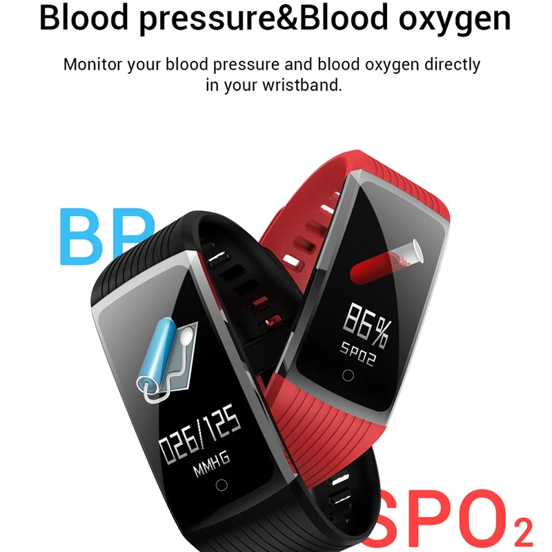  2020 Fitness Bracelet Blood Pressure Fitness Tracker Waterproof Smart Bracelet Heart Rate Smart Ban - 4000373798890