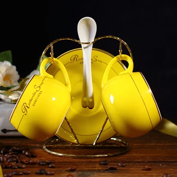

Korean Gold Rim Coffee Cup Ceramic European Tea Cup Saucer Set Royal Bone China Milk Water Cups Canecas Utensil Cup AC50BD