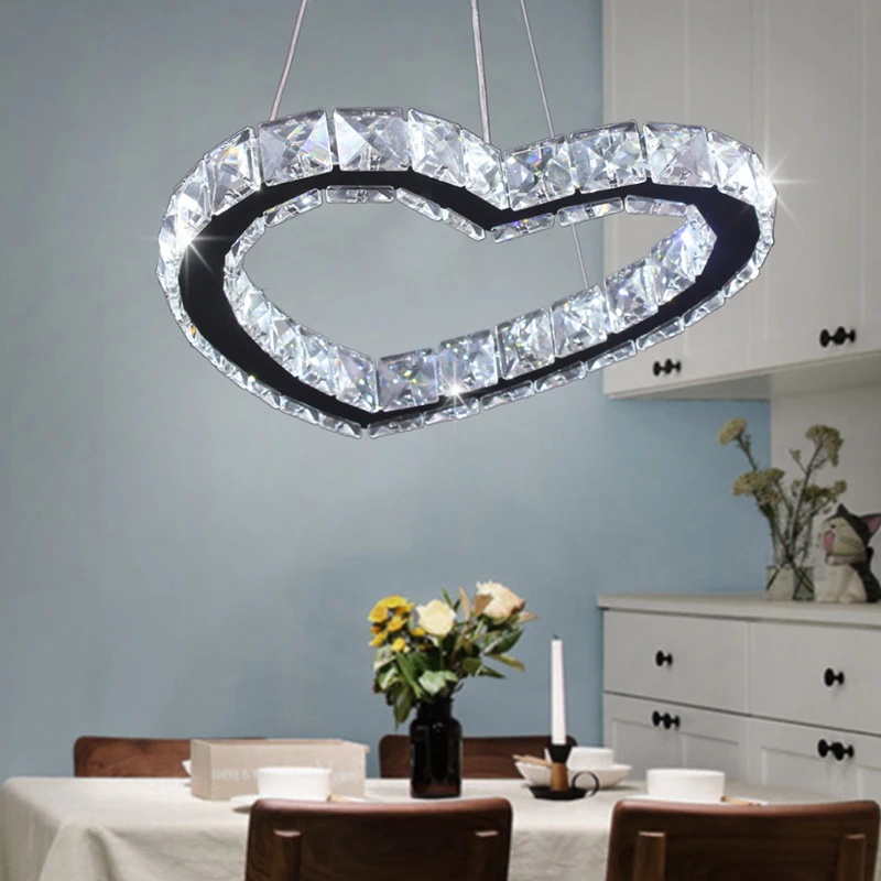 Modern K9 Crystal Led Chandelier Lights Heart-shaped Home Lighting Chrome Lustre Chandeliers Ceiling Pendant Fixtures | Освещение