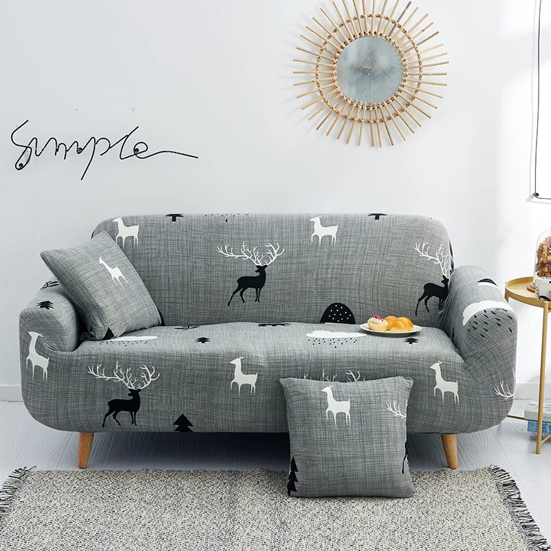 Sofa Cover Elastic Cloth Full Cover Universal Couch Cover Christmas Elk Pattern Home Decor Slipcover Sofa Towel Seat Cover Case