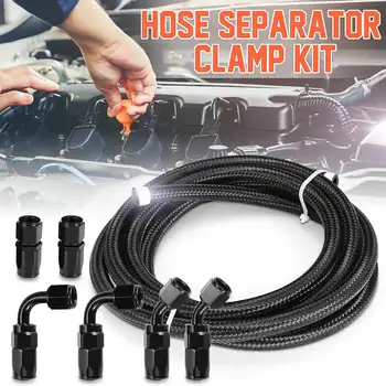

3m 10FT-6AN Nylon And Stainless Steel Braide Oil Gas Fuel Hose Fuel Line with Hose Fitting Adapter Hose Separator Clamp Kit